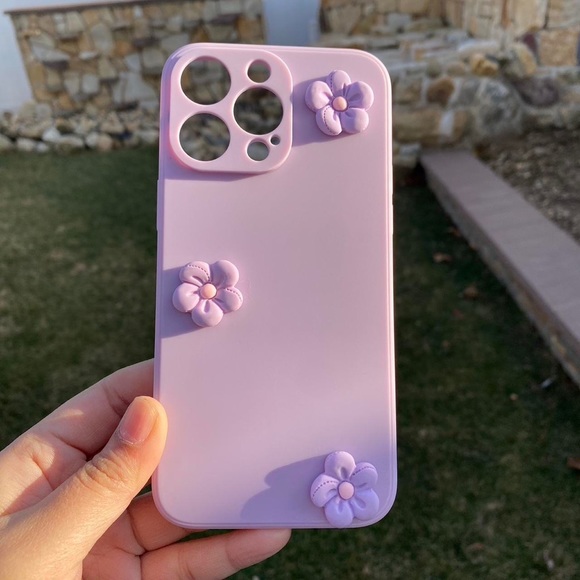 3D flower charm decorated iphone 14 pro Max phone case - Picture 1 of 4